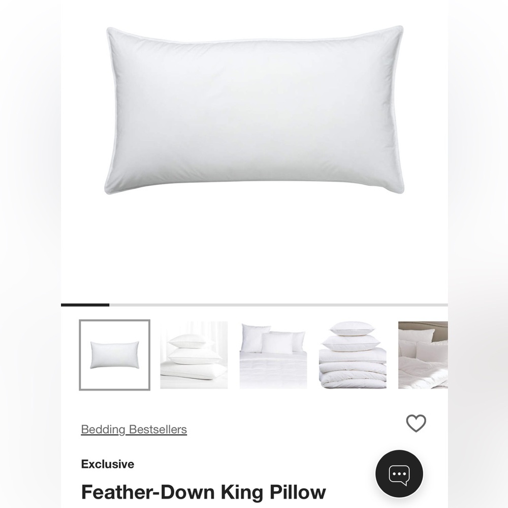 TWO Brand New Feather Down king sized pillows Crate&Barrel (still sealed)
